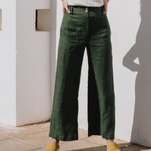 Not Perfect Linen Sarah Fit and Flare Linen Pants—Espresso